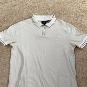 Gray and white Armani Exchange polo
